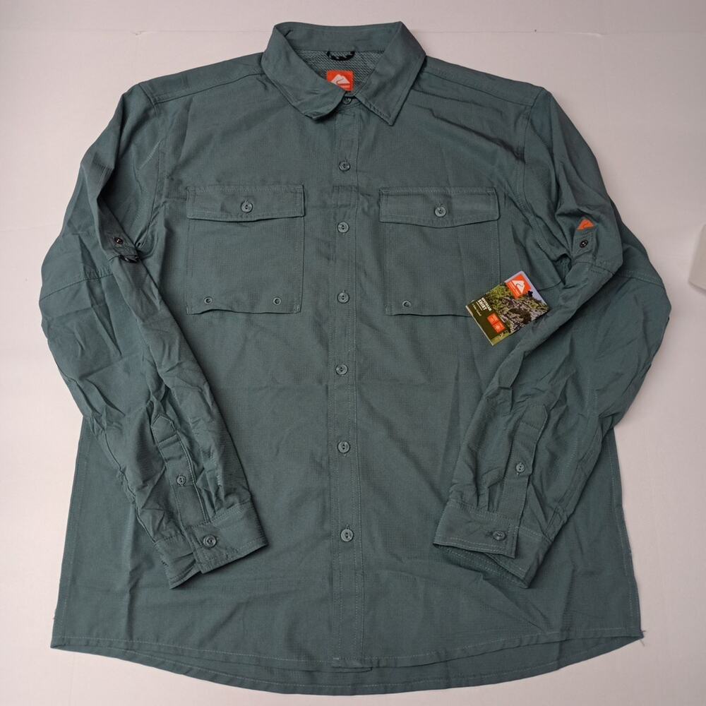 Ozark Trail Shirt‎ Men's L Heritage Blue Roll Tab Sleeves